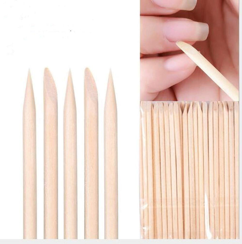 Aoshang 100 Pcs Double Sided Orange Wood Nail Sticks Multi Functional Cuticle Pusher Remover Manicure Pedicure Tool Nail Art Accessories - BeesActive Australia