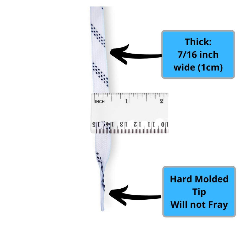 [AUSTRALIA] - zechy Hockey Laces Non Waxed - Unwaxed Laces Specifically Made for Skates - Two Pairs - Sizes (72, 84, 96, 108, 120, 130) White 130" 
