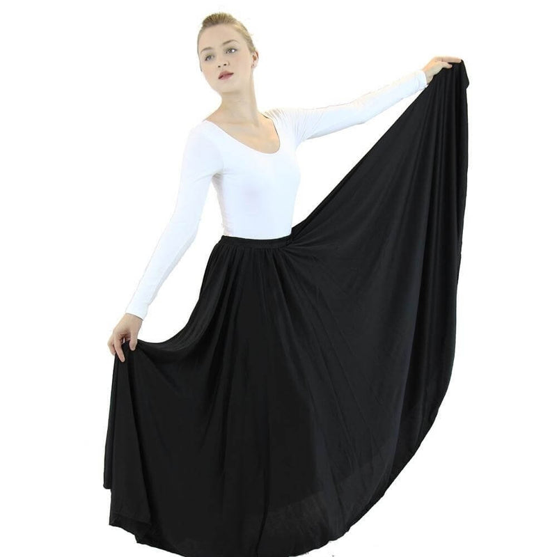 [AUSTRALIA] - Danzcue Womens Long Full Circle Dance Skirt Black Large/X-Large-Adult 