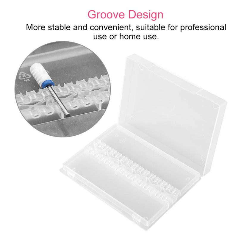 Nail Drill Bit Box, 14 Holes Professional Nail Art Polishing Grinding Drill Bit Holder Display Storage Box(Transparent) Transparent - BeesActive Australia