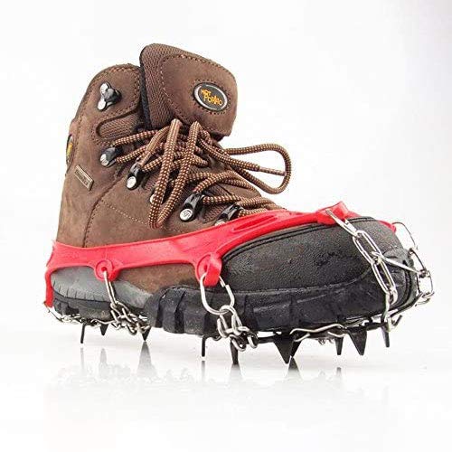 YOUFINE 11 Teeth Crampons Outdoor Anti Slip Shoes Cover Ice Claws with Stainless Steel Chain for Kids Children Teenagers, with Carry Bag for teenagers - BeesActive Australia