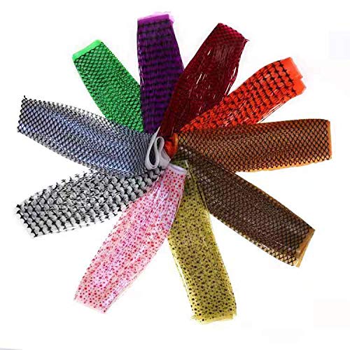 Greatfishing 10pcs Mix 10 Color Each 50 Strands/Pack 0.8mm Wide Fly Tying Rubber Flutter Legs Grizzly Barred Black Olive Green Yellow Orange Streamer Zonker Nymph Fly Tying Rubber String - BeesActive Australia