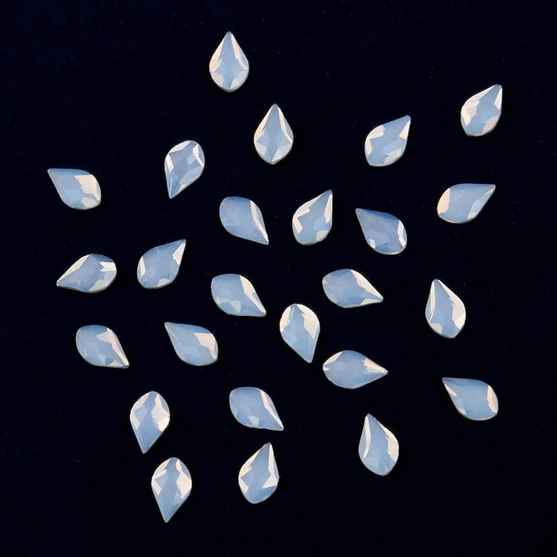 50pcs White Opal Nail Crystals 2 Size Flame Shape Rhinestones Design 480pcs Round Flatback Stones ss3 to ss20 Mix for Nail Art Decoration White Opal Flame - BeesActive Australia