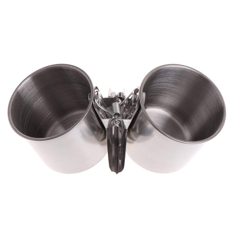 Hypeety Bird Parrot Feeding Double Cups Stainless Steel Food Water Bowls with Clip Bird Seed Feeder Cups Hanging Bowl Cage Stand Accessories - BeesActive Australia