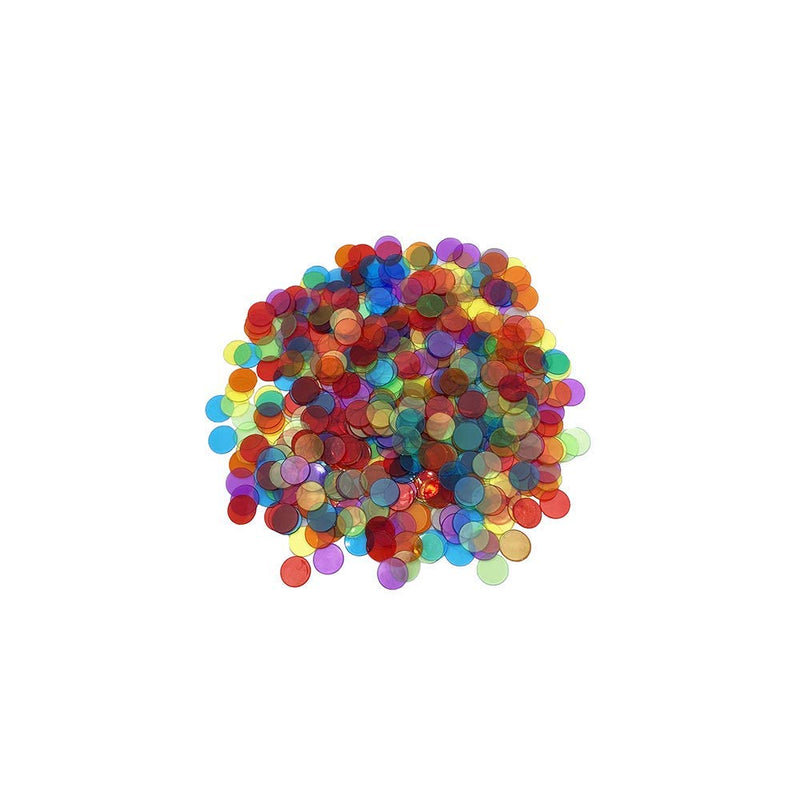 JUNWRROW 500 Pieces 3/4 inch Transparent 6 Color Bingo Counting Chips with Bag - BeesActive Australia