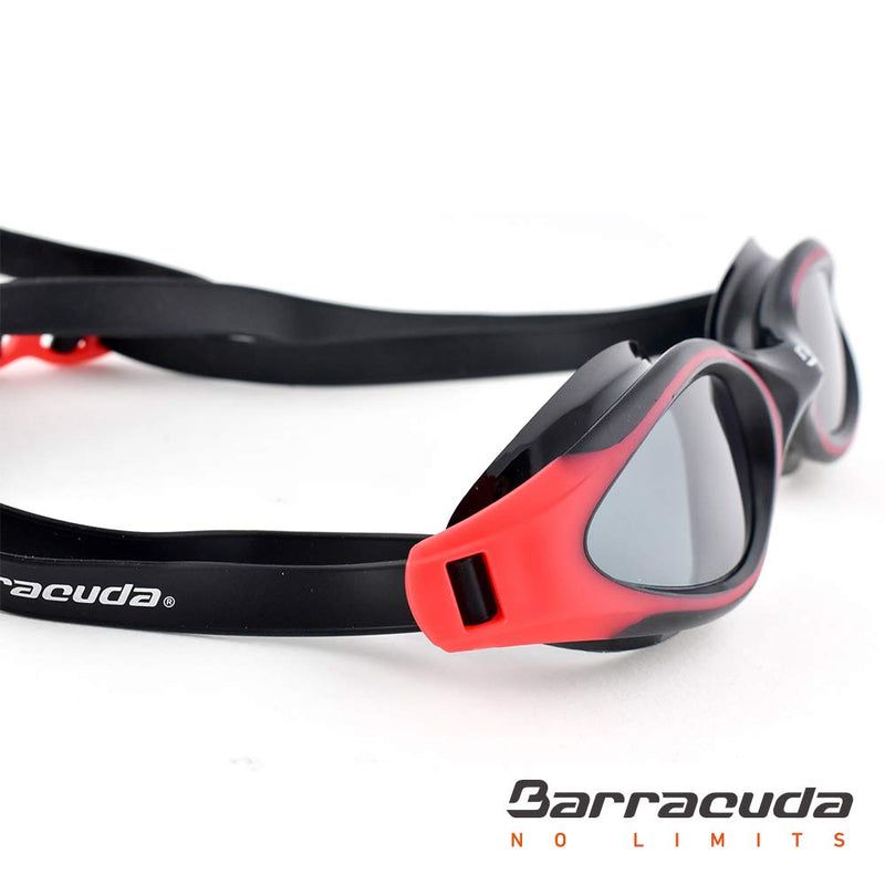 [AUSTRALIA] - Barracuda Swim Goggle AQUATEC - Curved Lenses, Anti-Fog UV Protection, One-Piece Frame Soft Gaskets, Easy Adjusting Comfortable Leak Proof Fashion for Adults Men Women #35125 Black/Smoke 