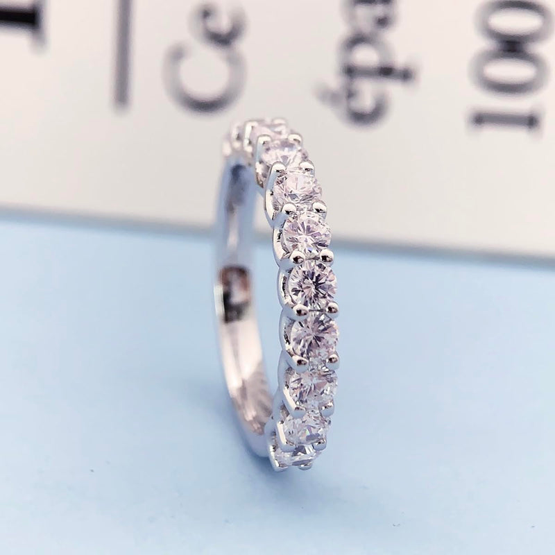 CGSRING 3mm Moissanite Wedding Band, Eternity Rings for Women, Womens Band Ring, Stackable Rings Silver 5 - BeesActive Australia
