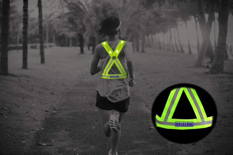 Atlecko 360° Rechargeable LED Running, Cycling, Hiking Reflective Vest & Belt for Men, Women & Kids - Safe & Comfortable - Bright Lights for High Visibility, Excellent Battery Life, Perfect for Night - BeesActive Australia