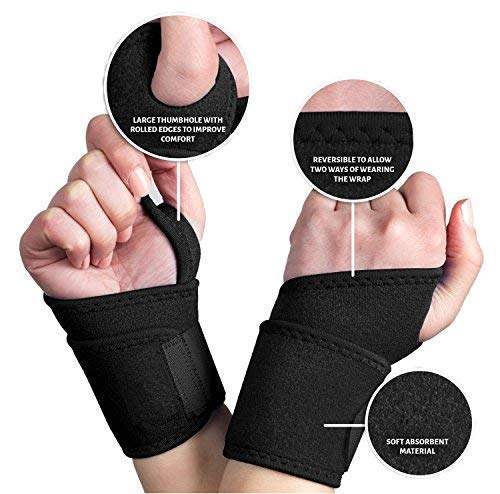 Wrist Brace,Wrist Wraps Support Hholding [2 Pack] Adjustable Straps Fits for Carpal Tunnel,Volleyball,Badminton,Tennis,Basketball,Weightlifting-For Women and Men Left and Right Hand Black 1 Pair (Pack of 1) - BeesActive Australia