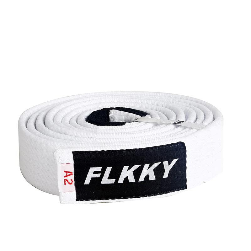 FLKKY BJJ Belt for Kids and Adult,Brazilian Jiu Jitsu Belt with Sleeve Bar for Ranking Stripes IBJJF Competition Approved White A0 - BeesActive Australia