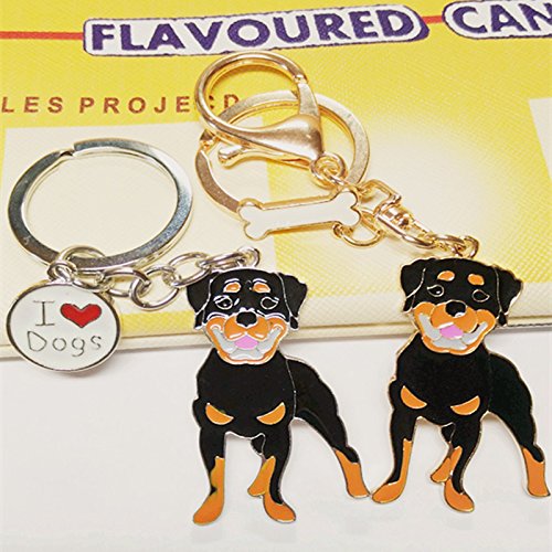 BBEART Dog Keychain Ring, Cool Cute Pet Dog Keyring Bag Charm Mini Metal Key Ring Keyfob Rottweiler - BeesActive Australia