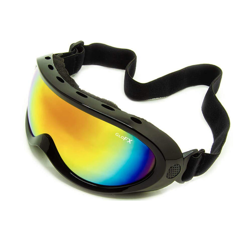 GloFX Black Diffraction Ski Goggles - Rainbow Gradient Rave Prism Kaleidoscope Lightshow Lenses - BeesActive Australia