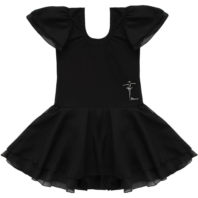 [AUSTRALIA] - inlzdz Kids Girls Short Sleeves Dancer Printed Leotard Tutu Dress Ballet Dance Active Performance Dancewear Black 7-8 