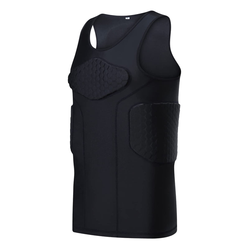 Mens Padded Football Shirt Rib Protectors Compression Shirts with Pads Basketball Protective Gear Rugby Tank Top Medium - BeesActive Australia