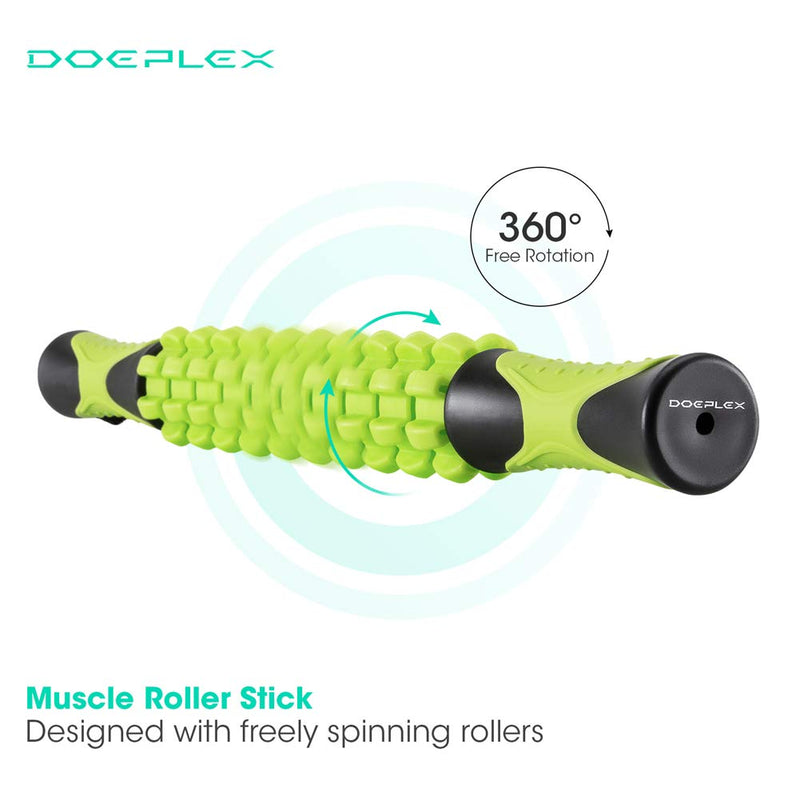 Doeplex Muscle Roller Massage Stick for Athletes, 17.5" Body Massager Soreness, Cramping Pain & Tightness Relief Helps Legs & Back Recovery Tools, Travel Size (Standard 17.5 inch) - BeesActive Australia