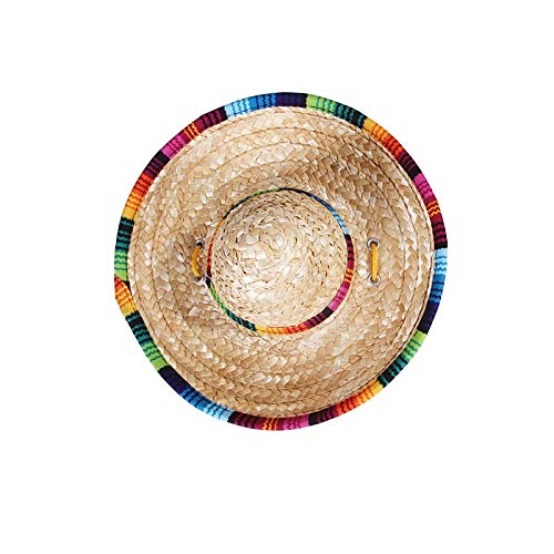 CheeseandU 2Pack Handcrafted Pet Straw Hat with Adjustable Chin Strap, Lovely Sun Hat Funny Mexican Party Costume Party Photo Prop Dog Sombrero Hat for Dog/Puppy/Cat/Kitty Medium - BeesActive Australia