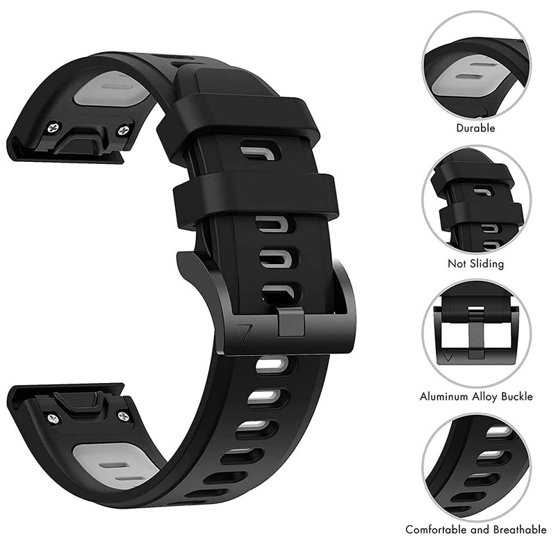 Baaletc for Garmin Approach S20 S5 S6 Watch Bands / Garmin Forerunner 735XT/220/620/630 Band Strap Replacement Wristband Accessories for Approach S20 Smartwatch black/gray - BeesActive Australia