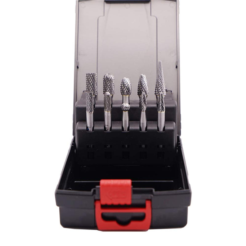 Carbide Burrs Set 10pcs, Double Cut Solid Carbide Rotary Burr Set 1/4" Shank for Die Grinder Drill,Metal Carving, Polishing,Engraving,Drilling by LU&MN 10PCS-SET - BeesActive Australia