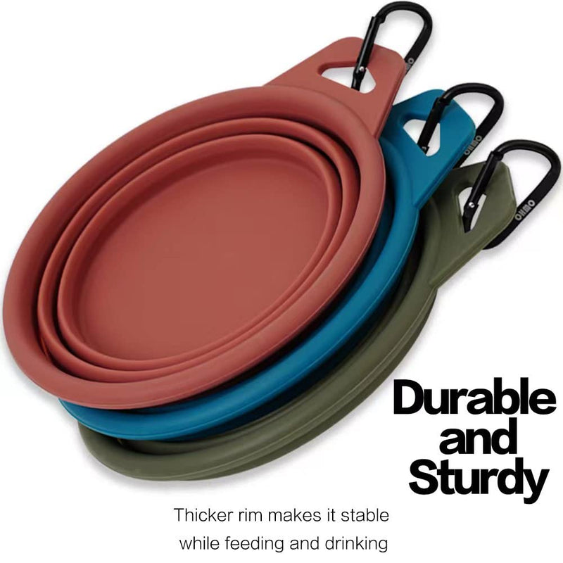 OHMO Large Collapsible Dog Bowl 30.4oz/900ml, Portable Travel Dog Bowl Water Food Silicone Bowl Premium Pet Feeding Bowl for Outdoor Camping Hiking with Hook Camouflage Green - BeesActive Australia