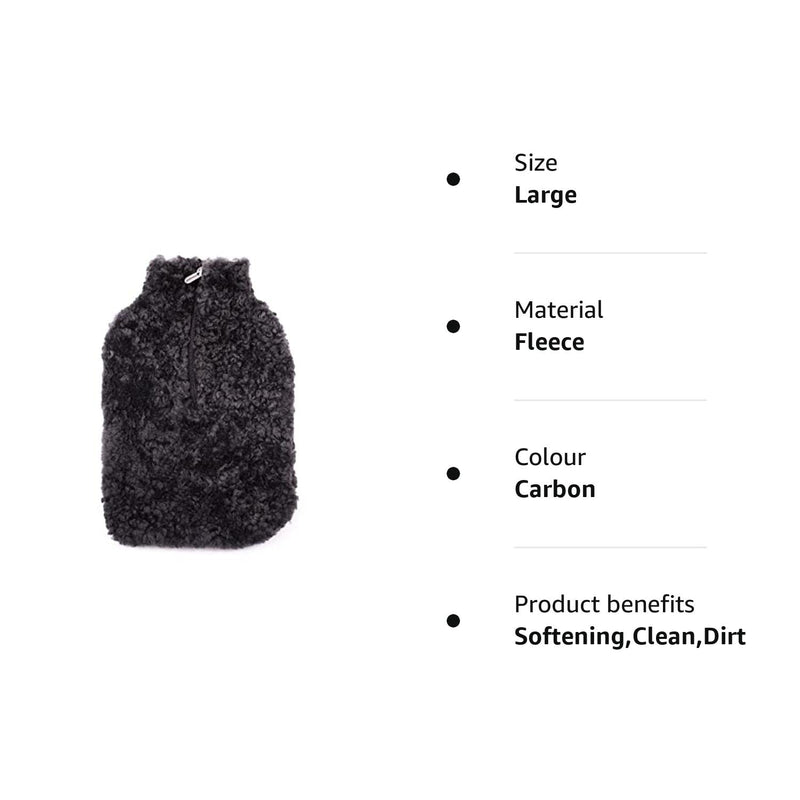 Shepherd of Sweden | Kerri Genuine Sheepskin Luxurious Hot Water Bottle Cover | Large W:22cm x H:34cm (Carbon) Carbon - BeesActive Australia