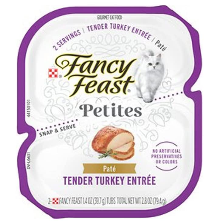 Fancy Feast Petites Bundle 8 Cans in Total(2.8 Oz Each), Variety Flavors cat Food Pate, 2 Tender Turkey,2 Chicken,2 Alaska Salmon , 2 Ocean Whitefish. Plus a Mouse Toy - BeesActive Australia