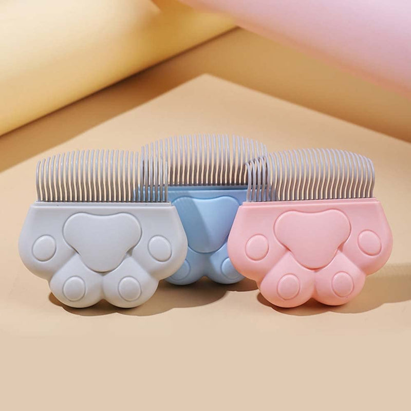 2-in-1 Cat Comb, Pet Cat Paw Design Brush for Massaging and Fur Removal, Pet Comb for Cats and Puppies and Massaging (3 Pieces) - Pink, Blue & Gray - BeesActive Australia