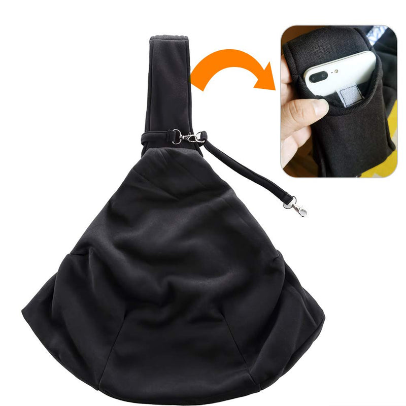 Lynkaye Pet Dog Sling Carrier Small Dog Cat Travel Bag Adjustable Strap Hands Free Pet Puppy Papoose Bag with Stainless Steel Pet Name Identification Barrel Tube Collar ID Tags Black(up to 12 lbs) - BeesActive Australia