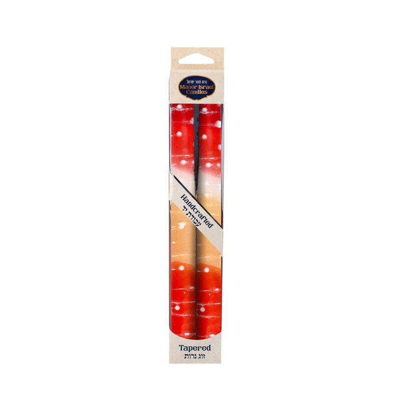 SHALHEVET LIGHT Safed Candle Company Hand Dipped Taper Shabbat Candles Box Set Made in Israel (Sun Orange White Orange) Sun Orange White Orange - BeesActive Australia