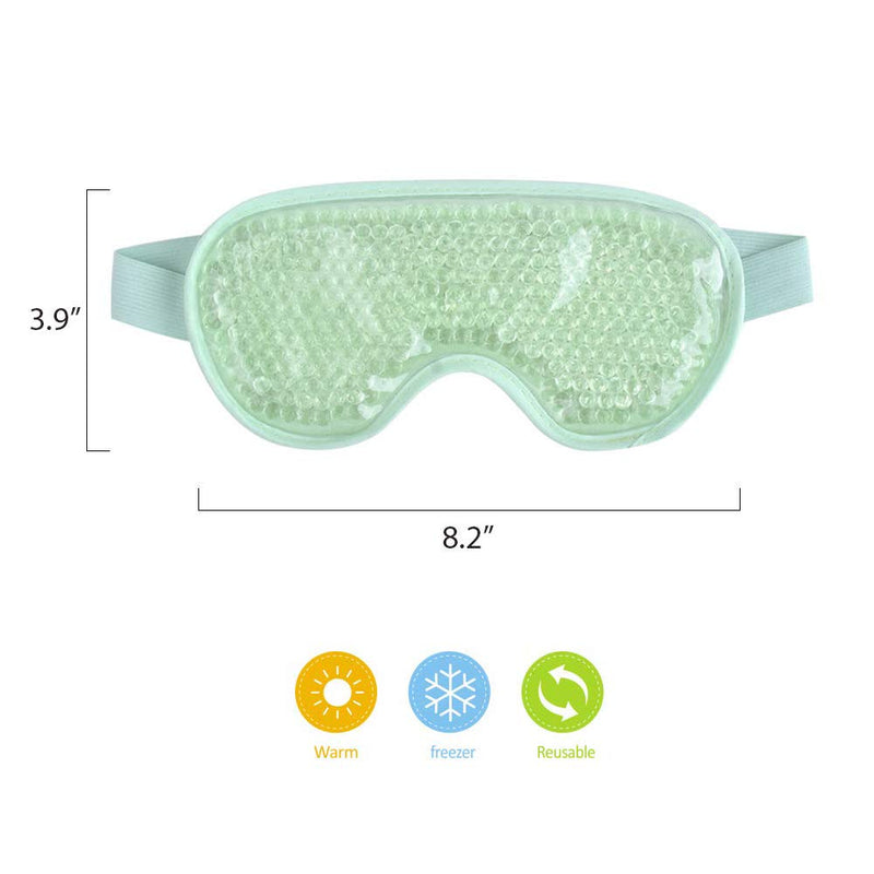 TEEROVA Cooling Eye Mask with Gel Bead - Reusable Gel Eye Mask for Dark Circles, Puffy Eyes, Dry Eyes, Headaches, Migraines, Sinus (Green) - BeesActive Australia