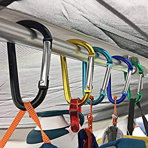 ZEINZE Carabiner Clip 3" Aluminum D-Ring Spring Loaded Gate Small Keychain Carabiners Clip Set for Outdoor Camping Mini Lock Hooks Spring Snap Link Key Chain Durable Improved Design 8 Pack Assorted - BeesActive Australia