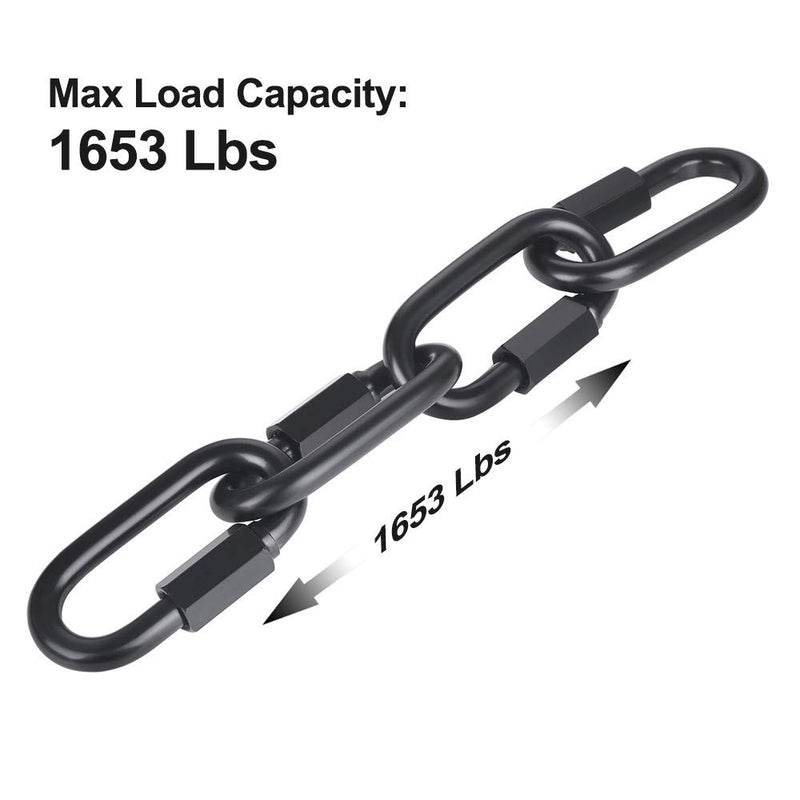 BEWISHOME D Shape Locking Carabiner, Black Quick Links Chain Links, Heavy Duty Durable Chain Connector,Black - BeesActive Australia