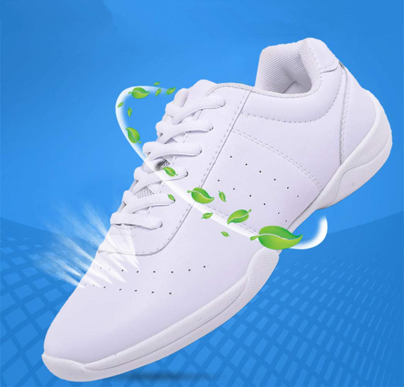 DADAWEN Adult & Youth White Cheerleading Shoe Athletic Sport Training Competition Tennis Sneakers Cheer Shoes 4.5 White(women) - BeesActive Australia