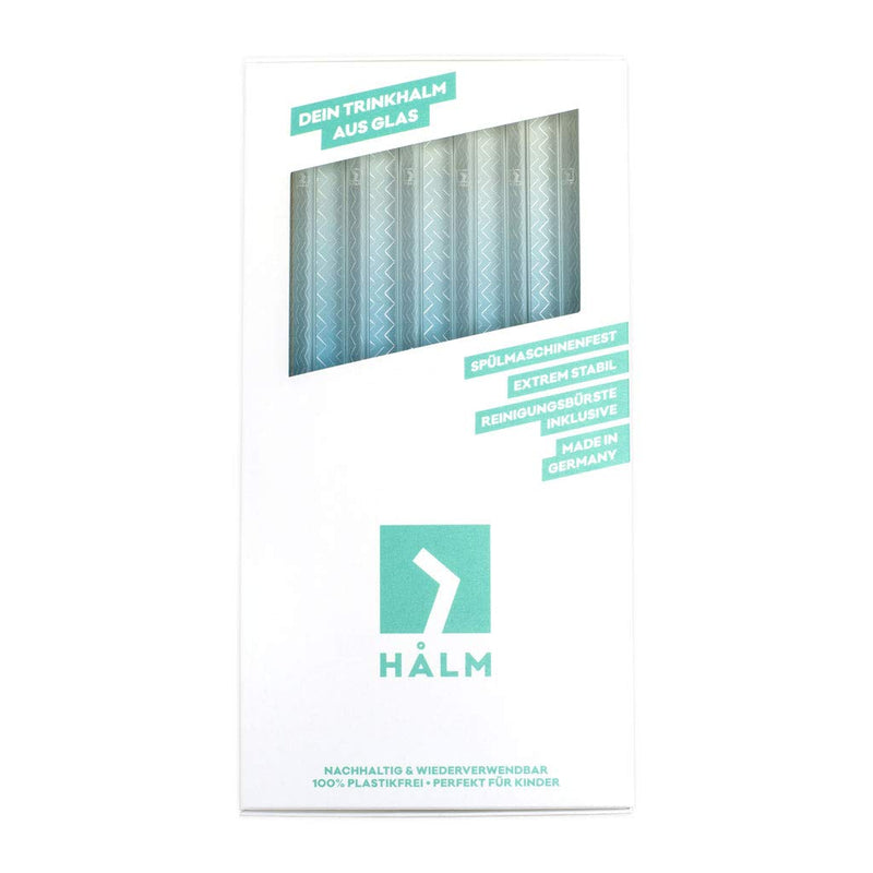 HALM Glass Straws - 6x 9 inch Reusable Drinking Straws + Plastic-Free Cleaning Brush - Made in Germany - Dishwasher Safe - Eco-Friendly - Straight - Perfect for Smoothies, Cocktails - BeesActive Australia