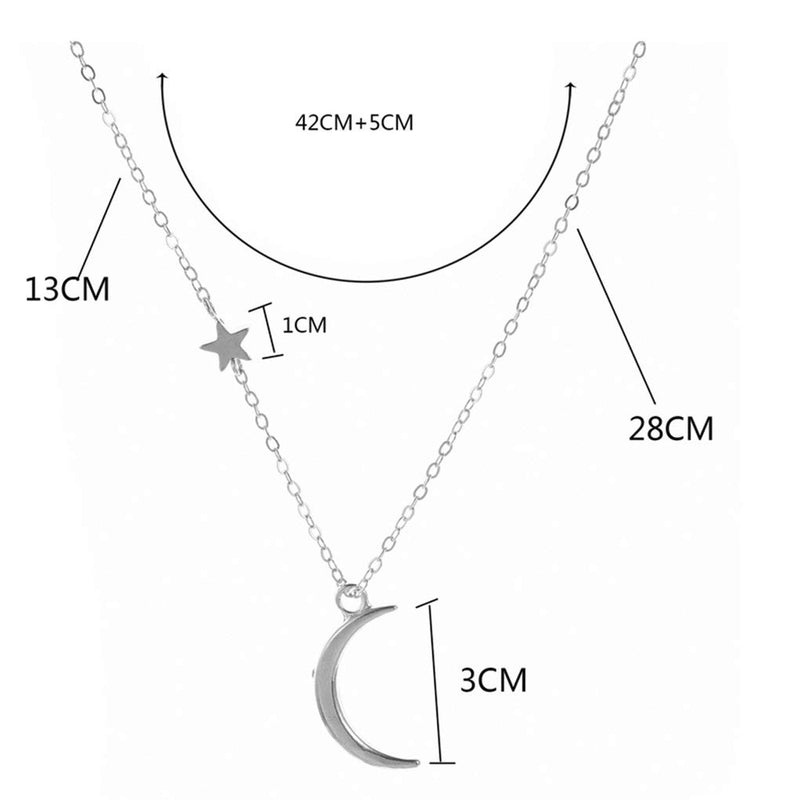 Yalice Dainty Moon Necklace Chain Short Star Necklaces Jewelry for Women and Girls Silver - BeesActive Australia