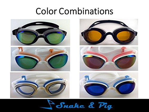 Snake & Pig Basilisk Swimming Goggles, Comfortable Fit for Adult Men Women Youth Kids Children (Black with clear metallized lens) - BeesActive Australia