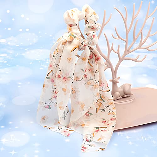 8 Pcs Elastic Hair Band, Ribbon Bow Scrunchies Ponytail Holder Floral Flower Polka Dot Scrunchy Ties For Women Girls - BeesActive Australia