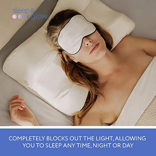 Sleep&Glow Silk Sleep Mask – 100% Natural 19mm Grade 6A Mulberry Silk – 100% Natural Silk Filling - Completely Blocks Out The Light – Adjustable Band – Unbelievably Light - BeesActive Australia