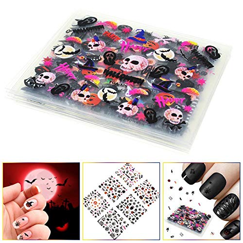 WOKOTO 24Pcs Halloween 3d Nail Adhesive Decals Nail Art Decoration Accessory With 1 Pcs Tweezers Manicure Sticker Kit - BeesActive Australia