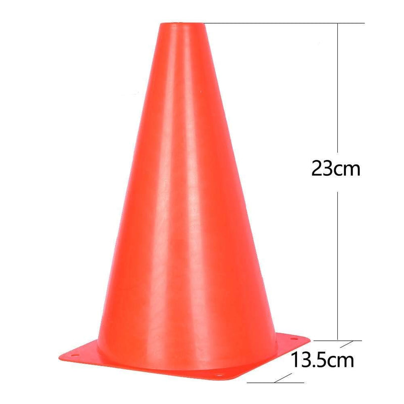 Alyoen 9 inch Traffic Cones, Plastic Sport Training Cones, Soccer Basketball Agility Practice Drills Field Marker Cones Obstacle Course for Kids Outdoor Activity & Festive Events (Sets of 10/15/ 20) Orange-10 Pack - BeesActive Australia