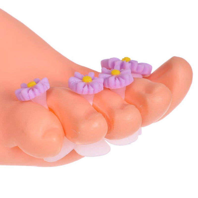 WSERE 16 Pieces Toes Spacers Separators Silicone Toe Dividers Pedicure Tool for Women Pedicure, Purple Green Green Flower-Purple Flower - BeesActive Australia