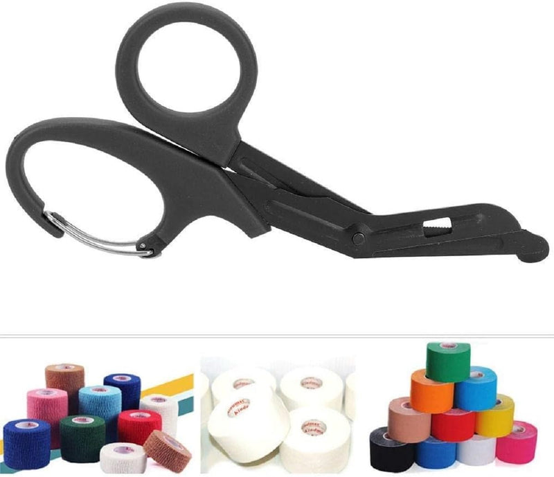 INSGB - Titanium Bandage Shears Scissors EMT and Medical Scissors, Stealth Black Coated for Nurses, Students, Emergency Room Paramedics - Perfect Nurse Scissors for First Aid, Tough Cuts (Black, 19cm) Large, 7.5 Inches - BeesActive Australia