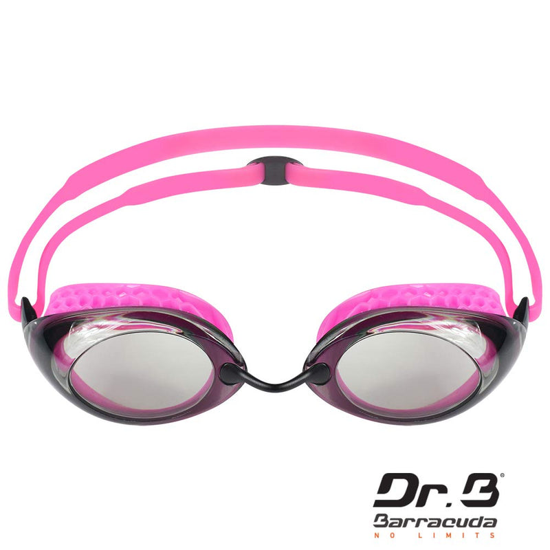 [AUSTRALIA] - Dr.B Barracuda Optical Swim Goggle F940 - Honeycomb-Structured Gaskets Corrective, Anti-Fog UV Protection, Comfortable No Leaking, Easy Adjusting for Adults Women Ladies #94095 Gray/Pink -1.0 