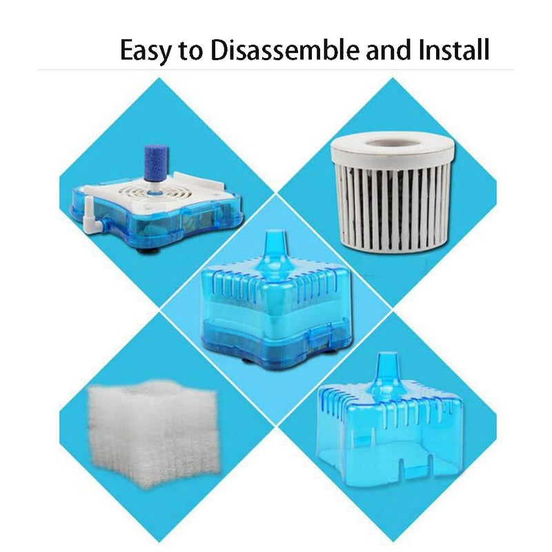 FRIRODSAY Fish Tank Filter Aquarium Sponge Filter Quiet Small for 1-20 Gallon Aquariums Detachable with Activated Carbon and Air Stone Blue Filter - BeesActive Australia