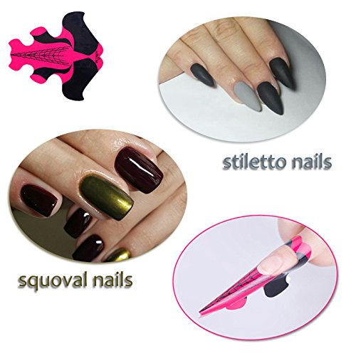 NMKL 100PCS Adhesive Stiletto Nail Forms System for UV Gel Acrylic Nail Tips Extension (Red Fish) - BeesActive Australia