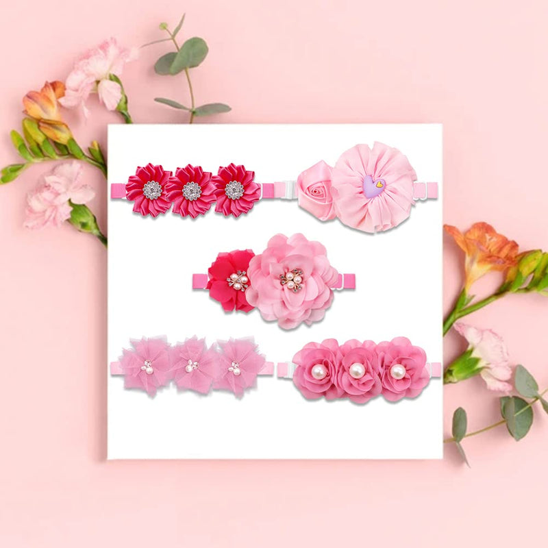 Valentine's Puppy Dog Bowtie Flower Combination 10pcs/Pack Dog Bows Necktie Styles Red Rose Pink Dog Accessories - BeesActive Australia