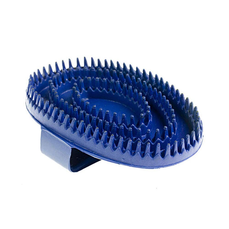 HORZE Soft Rubber Curry Comb Brush with Handle for Horses, Dogs, Cats | 6" x 4" One Size Blue - BeesActive Australia