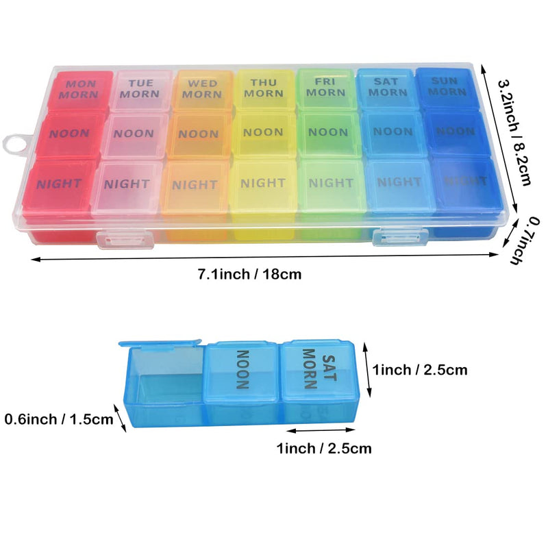 Pill Box Organiser 7 Day Weekly 3 Times a Day Travel Case Medication Dispenser Reminder for Medication, Supplements, Vitamins and Cod Liver Oil - BeesActive Australia