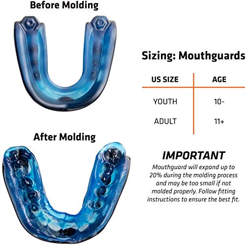 Shock Doctor Gel Max Mouth Guard, Sports Mouthguard for Football, Lacrosse, Hockey, Basketball, Flavored mouth guard, Youth & Adult Non-flavored BLUE - BeesActive Australia