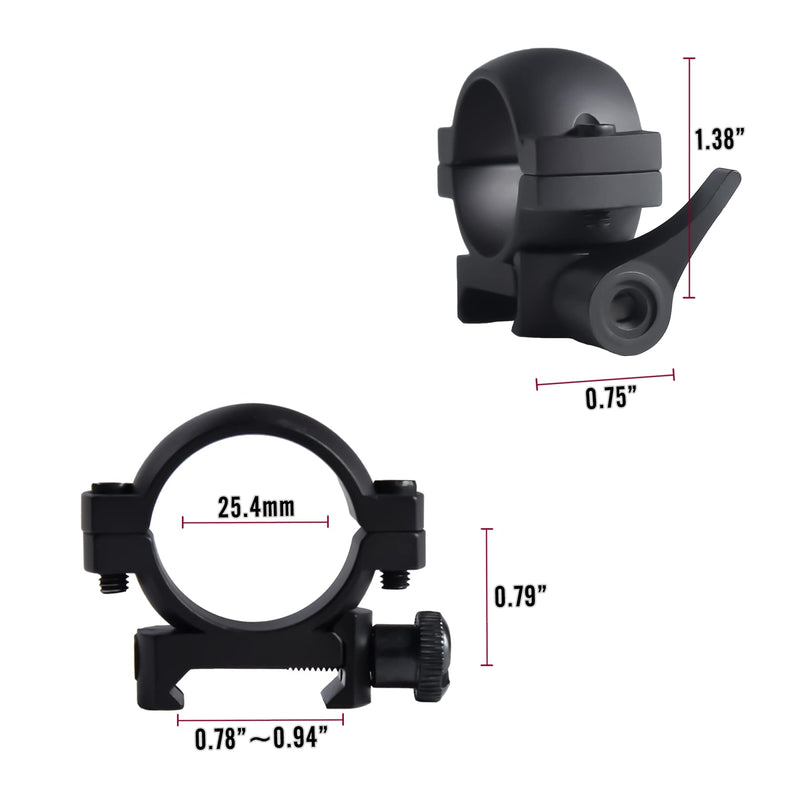 Picatinny Scope Ring 2 Pack, QD Scope Rings for Scopes Optics and More, Quick Detach Rifle Scope Rings for 20mm Picatinny & Weaver Rails, Low Profile, 1 Inch 30 MM 1 Inch - Low - BeesActive Australia