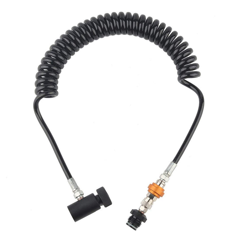 [AUSTRALIA] - Gurlleu PCP Paintball Remote Line Coil & Fill Station Hose, G1/2 Thread, 8mm Quick Disconnect Plug Adapter for Air or CO2 HPA Tanks (Black with Gold Adapter) 